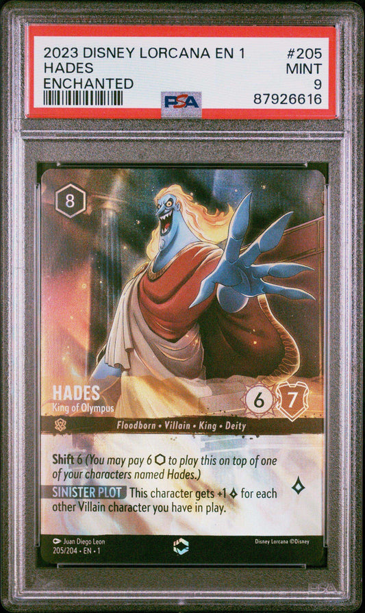 2023 Disney Lorcana TCG Hades #205 Enchanted PSA 9