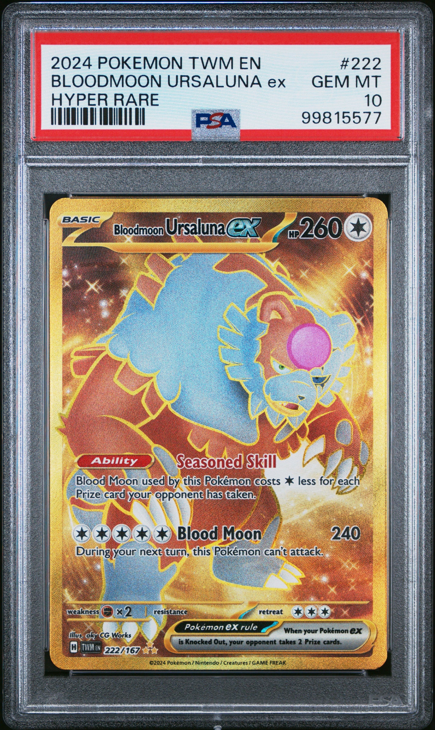 PokéMon TCG Bloodmoon Ursaluna EX #222 Hyper Rare PSA 10