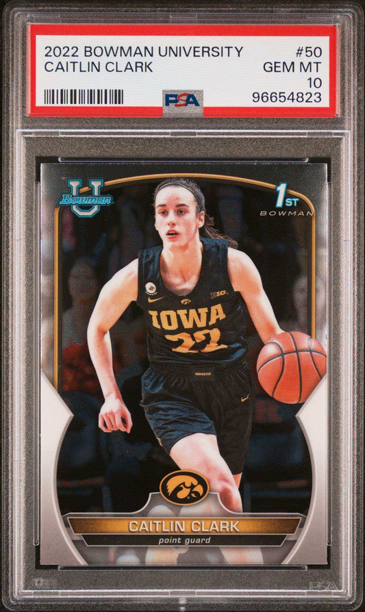 2022 Bowman Chrome University Caitlin Clark #50 PSA