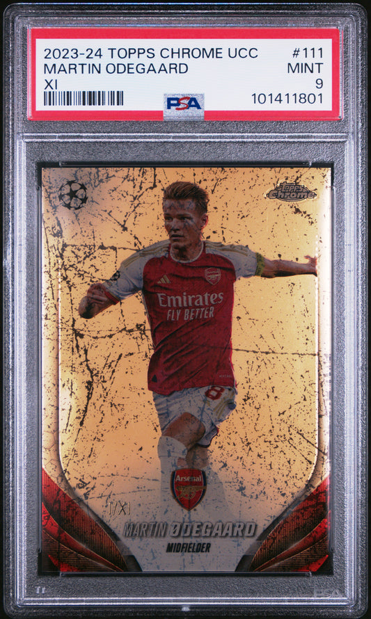 2023-24 Topps Chrome UEFA Club Competitions Martin Odegaard #111 XI PSA 9