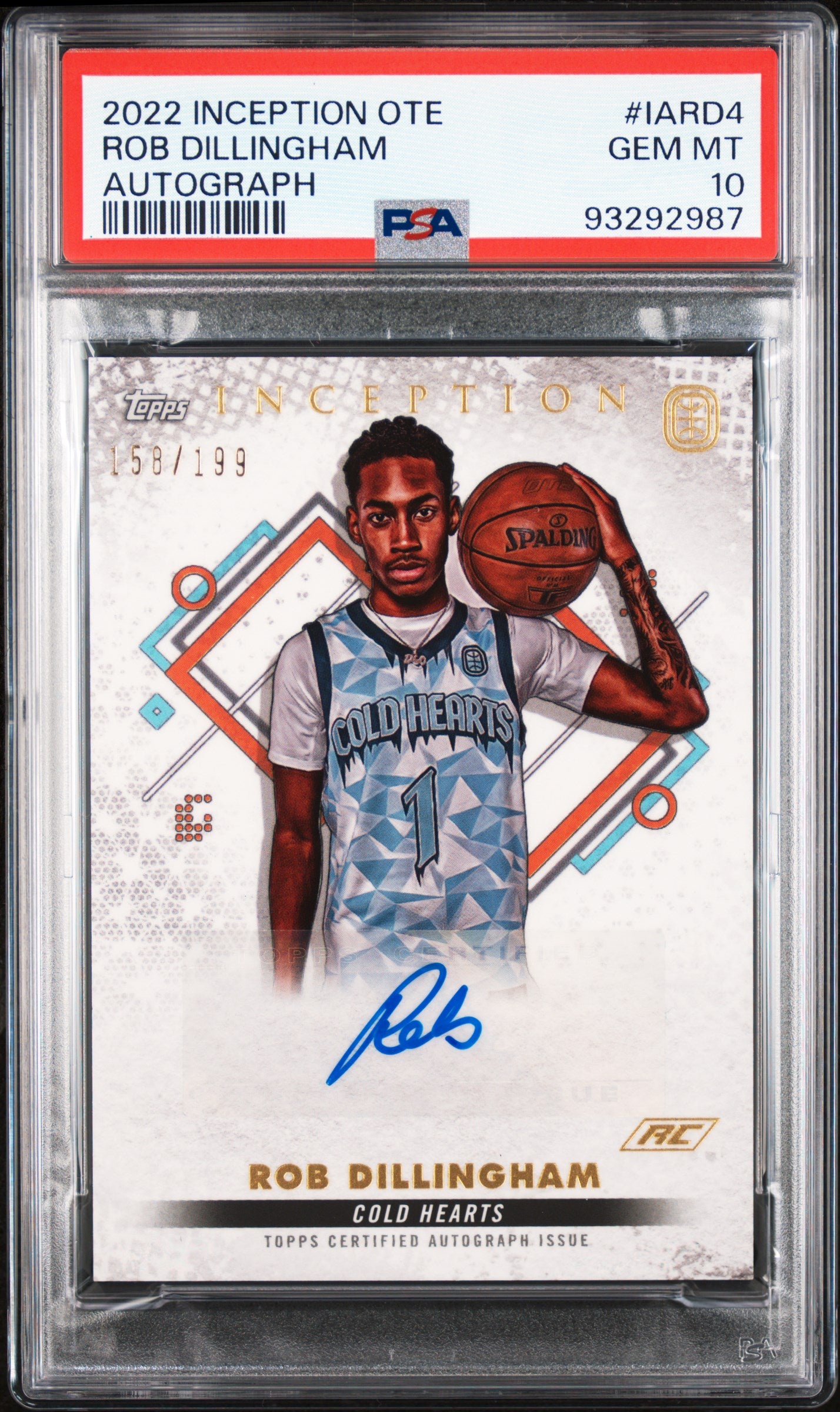 2022 Topps Inception Ote Overtime Elite Autographs Rob Dillingham #IARD4 PSA 10