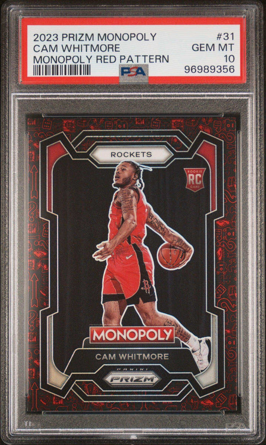 2023 Panini Prizm Monopoly Cam Whitmore #31 Monopoly Red Pattern PSA 10