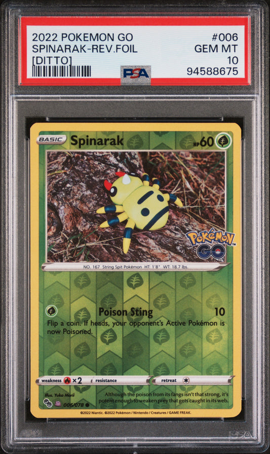 PokéMon TCG Spinarak-Rev. Foil #006 [Ditto] PSA 10