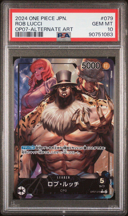 One Piece CCG Rob Lucci #079 Japanese Op07-Alternate Art PSA 10