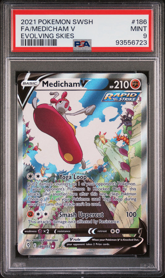 PokéMon TCG Medicham V Fa #186 Evolving Skies PSA 9