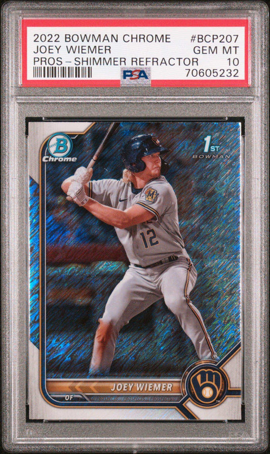 2022 Bowman Chrome Prospects Joey Wiemer #BCP207 Pros Shimmer Refractor PSA 10