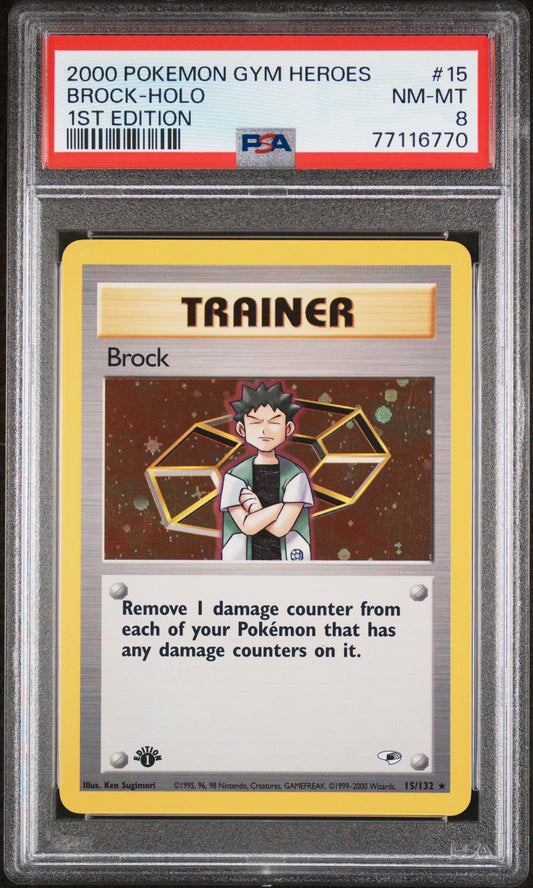 Gym Heroes TCG Brock #15 1ST Edition PSA 8