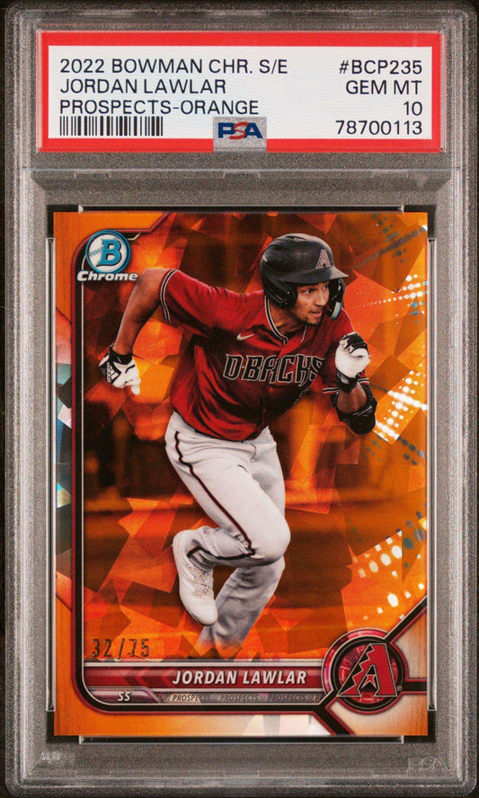 2022 Bowman Chrome Sapphire Edition Prospects Jordan Lawlar #BCP235 Prospects Orange PSA 10