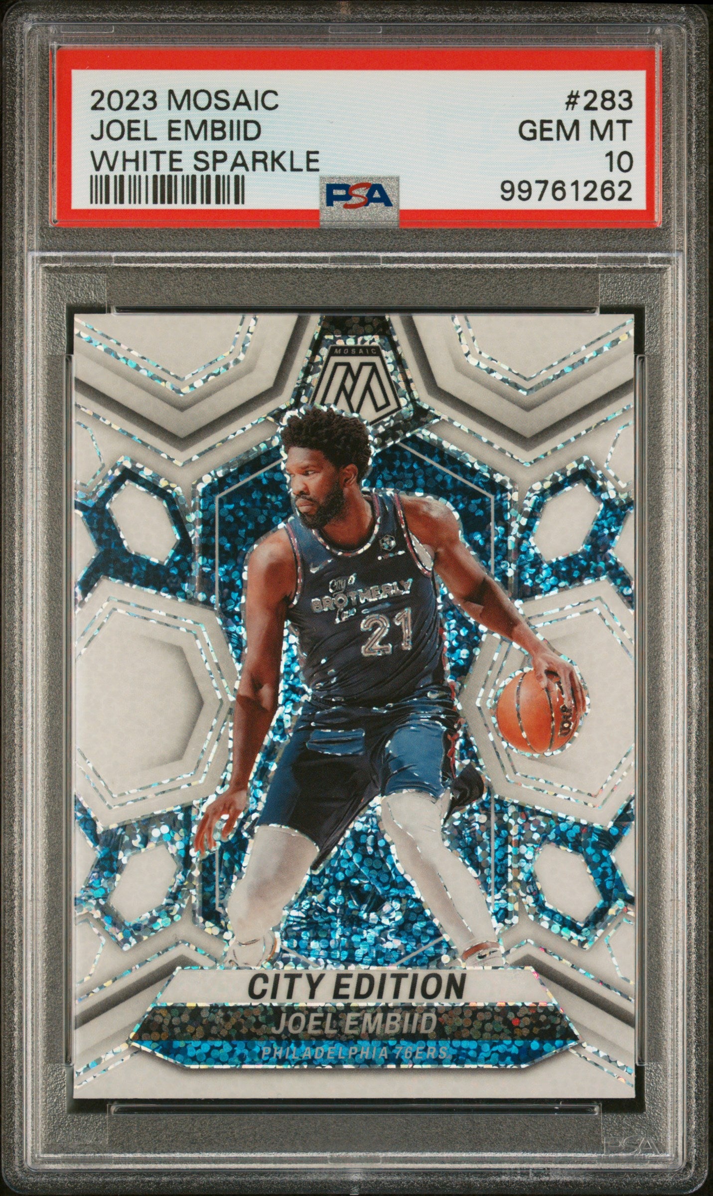 2023 Panini Mosaic Joel Embiid #283 White Sparkle PSA 10