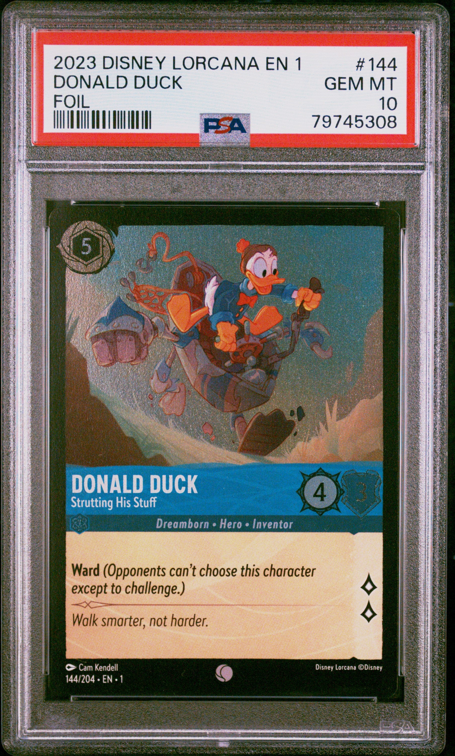 Disney Lorcana TCG Donald Duck #144 Foil PSA 10