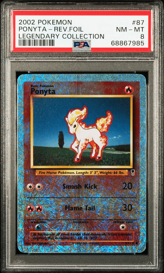 PokéMon TCG Ponyta-Rev. Foil #87 Legendary Collection PSA 8