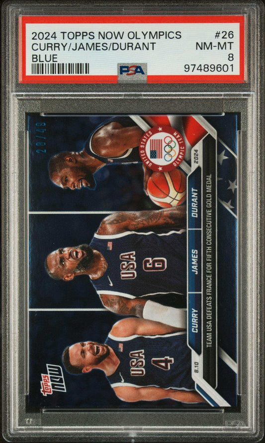 2024 Topps Now Olympic Games Durant James Curry #26 Blue PSA 8