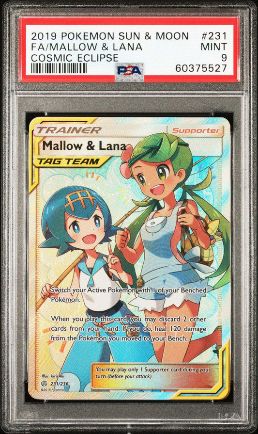 2019 PokéMon TCG Mallow & Lana Fa #231 Cosmic Eclipse PSA 9