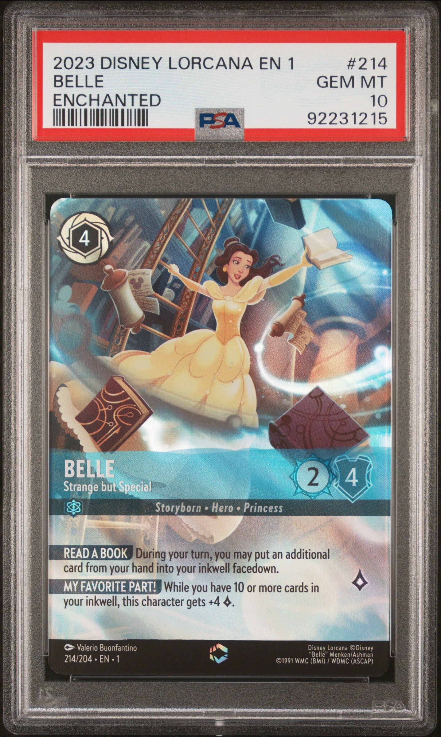 Disney Lorcana TCG Belle #214 Enchanted PSA 10