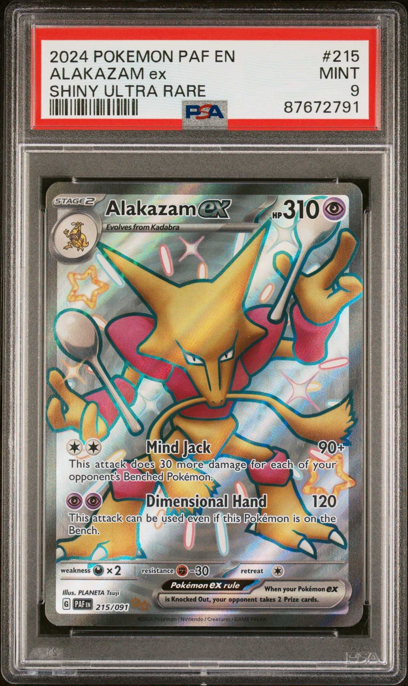 PokéMon TCG Alakazam EX #215 Shiny Ultra Rare PSA 9