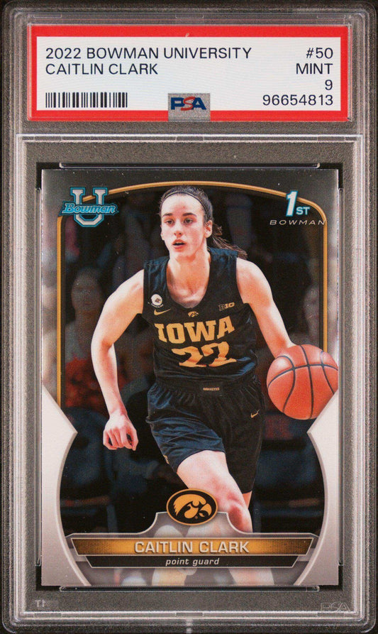 2022 Bowman Chrome University Caitlin Clark #50 PSA 9