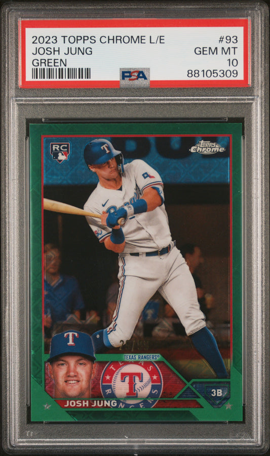 2023 Topps Chrome Logofractor Edition Josh Jung #93 Green Refractor PSA 10