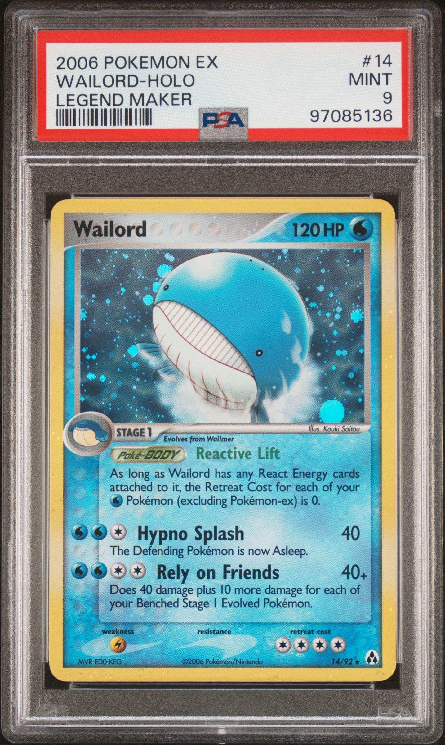 PokéMon TCG Wailord #14 Legend Maker PSA 9