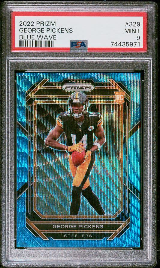 2022 Panini Prizm George Pickens #329 Blue Wave PSA 9