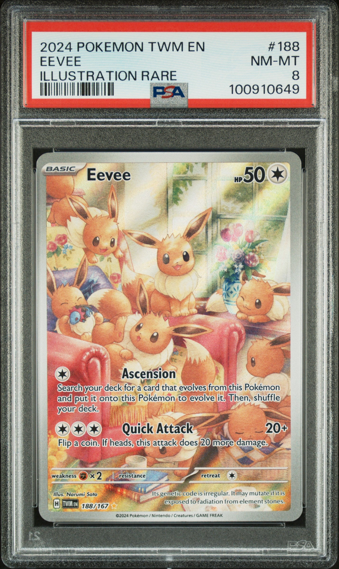 PokéMon TCG Eevee #188 Illustration Rare PSA 8