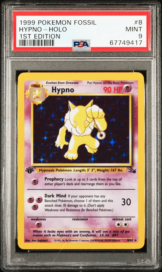 PokéMon TCG Hypno #8 1ST Edition PSA 9