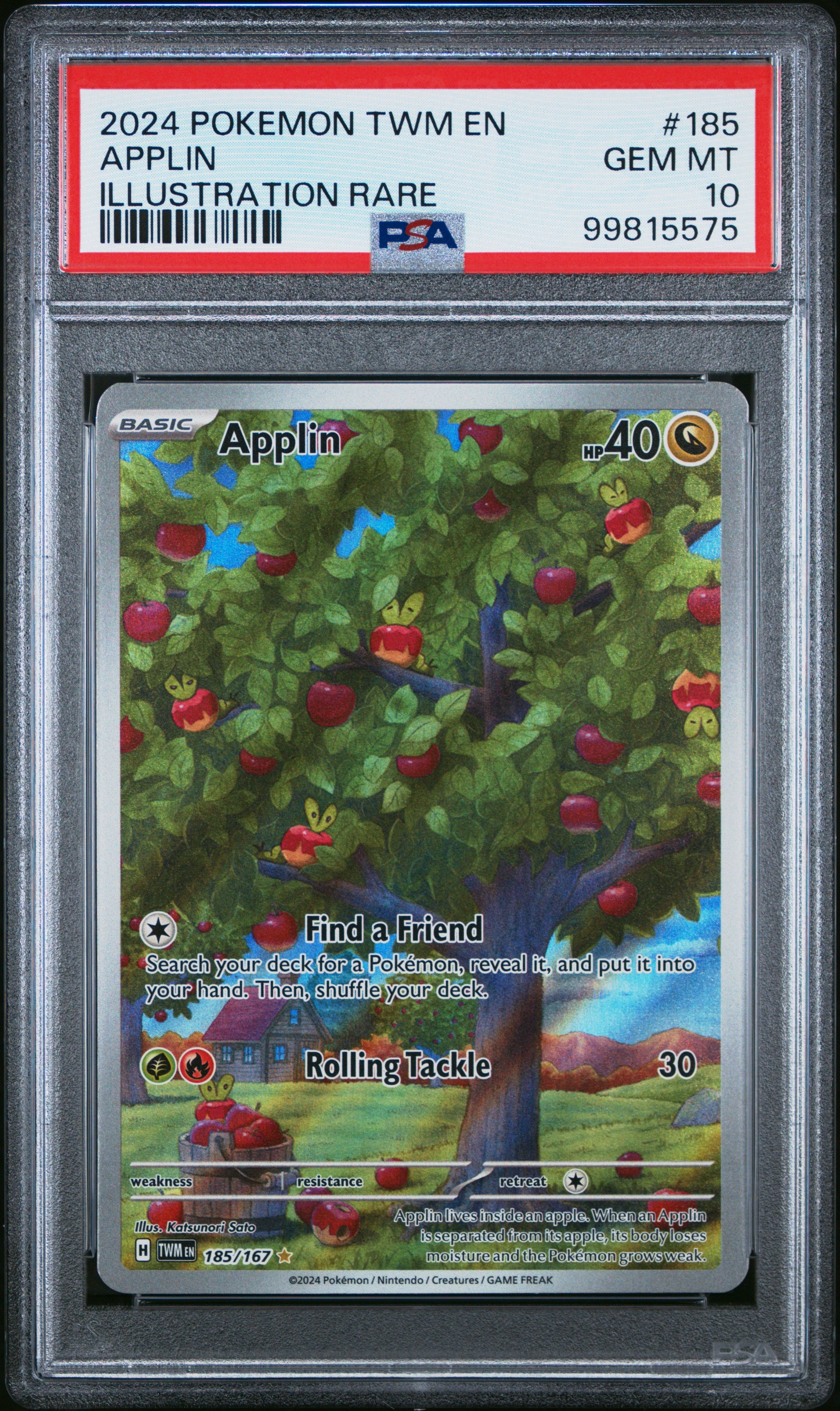 PokéMon TCG Applin #185 Illustration Rare PSA 10