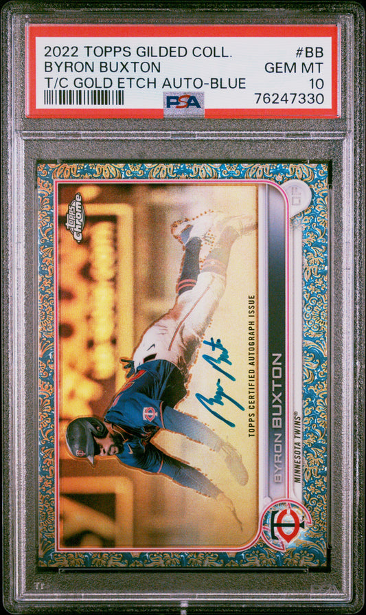 2022 Topps Gilded Collection Topps Chrome Gold Etch Autographs Byron Buxton #BB Blue PSA 10