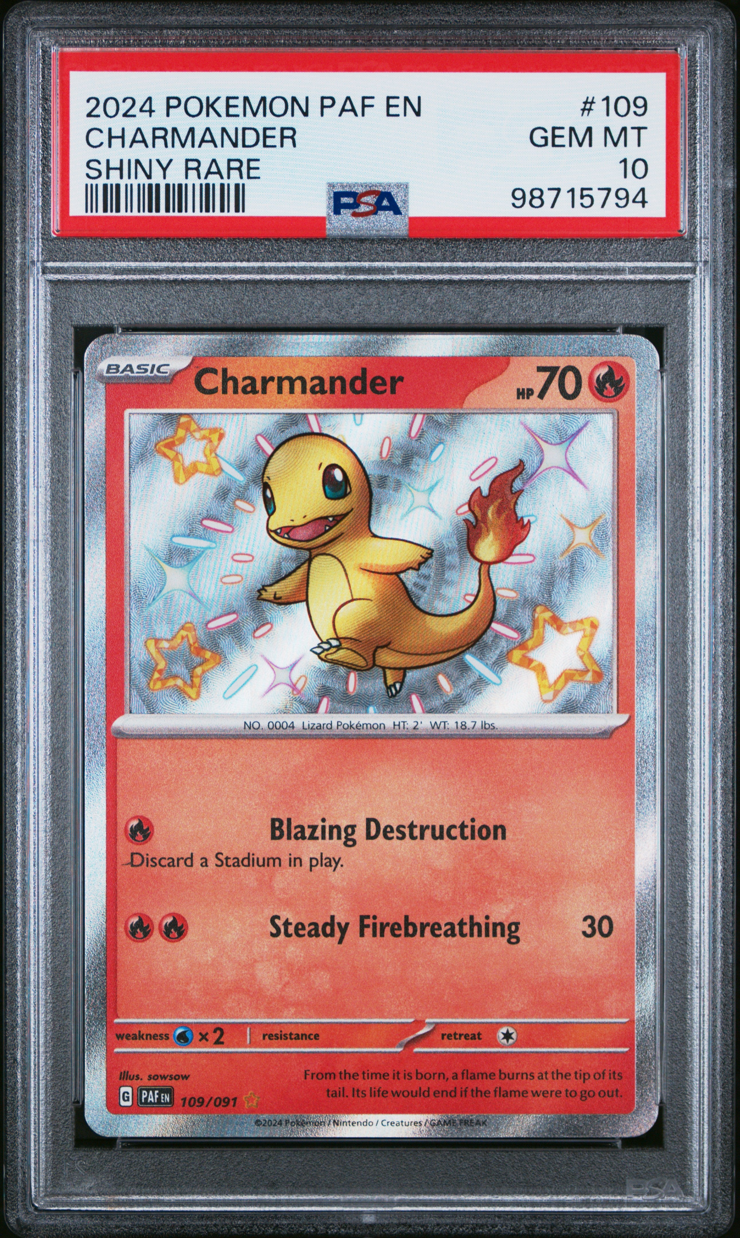 Shiny Charmander CGC Pristine 10 (1/24) sale