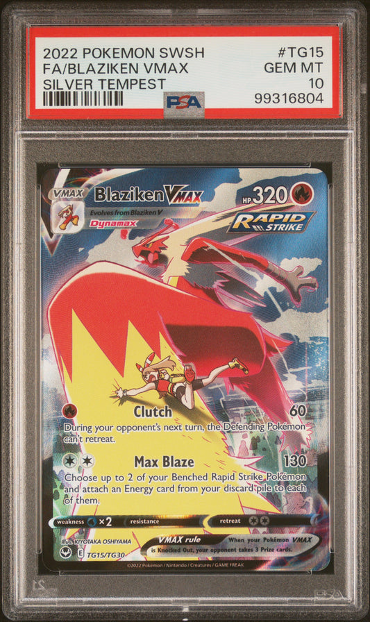 PokéMon TCG Blaziken Vmax Fa #TG15 Silver Tempest PSA 10