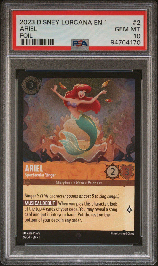 2023 Disney Lorcana TCG Ariel #2 Foil PSA 10