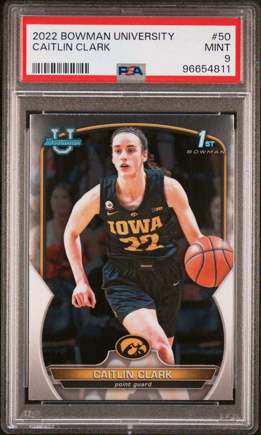 2022 Bowman Chrome University Caitlin Clark #50 PSA 9