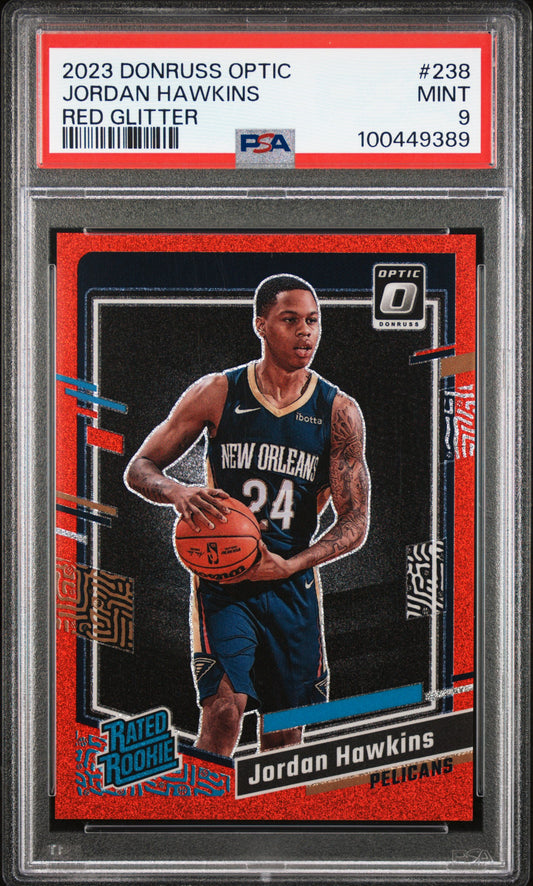 2023 Panini Donruss Optic Jordan Hawkins #238 Red Glitter PSA 9