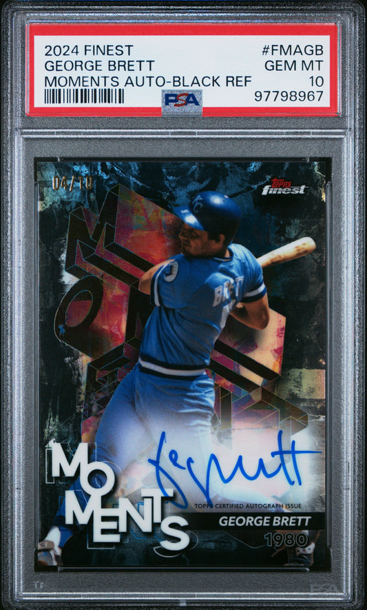 2024 Topps Finest Finest Moments Autographs George Brett #FMAGB Black Ref PSA 10