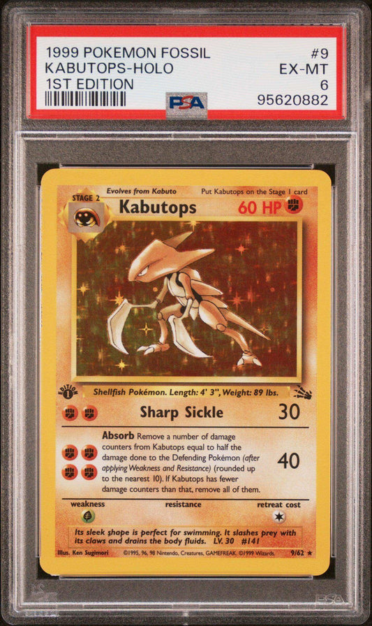 1999 PokéMon TCG Kabutops #9 1ST Edition PSA 6