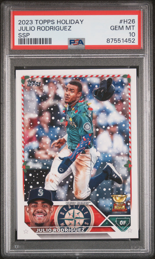 2023 Topps Holiday Julio Rodriguez #H26 SSP PSA 10