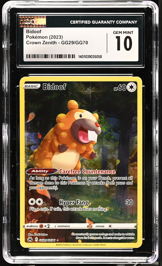 2023 Pokémon Crown Zenith Bidoof #GG29/GG70 Galarian Gallery Holo CGC 10