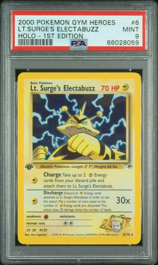 Gym Heroes TCG LT. Surge's Electabuzz #6 Holo-1ST Edition PSA 9