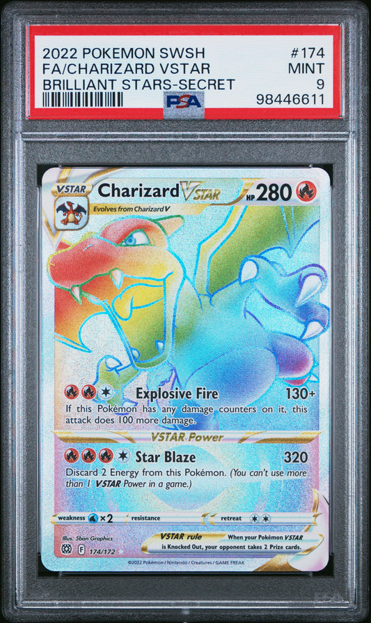 PokéMon TCG Charizard Vstar Fa #174 Brilliant Stars-Secret PSA 9