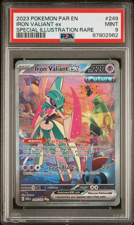 PokéMon TCG Iron Valiant EX #249 Special Illustration Rare PSA 9