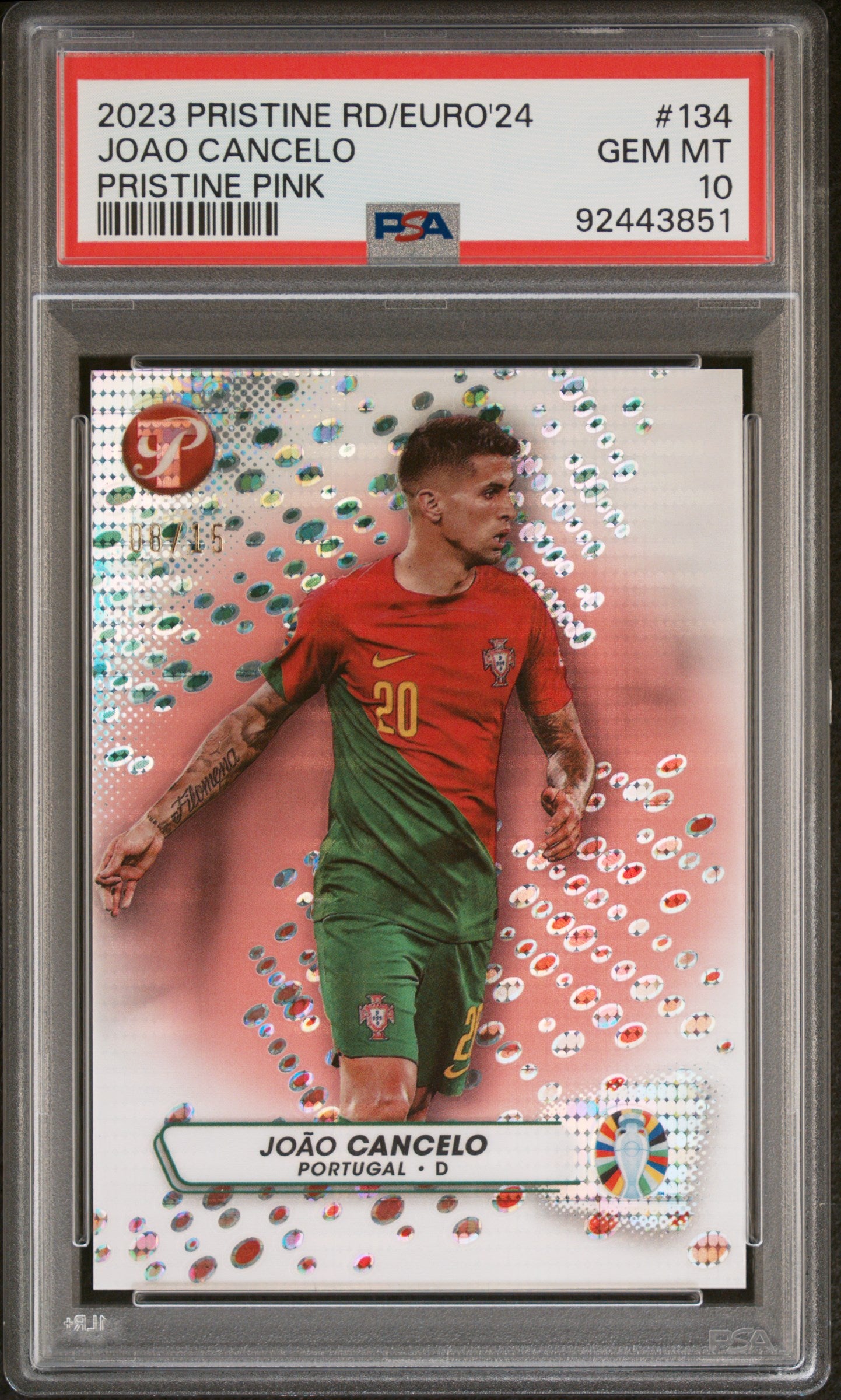 2023 Topps Pristine Road To UEFA Euro 2024 Joao Cancelo #134 Pink PSA 10