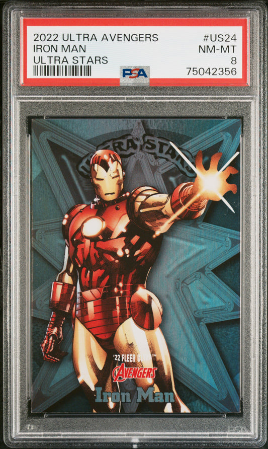 2022 Fleer Ultra Avengers Ultra Stars Iron Man #US24 PSA 8