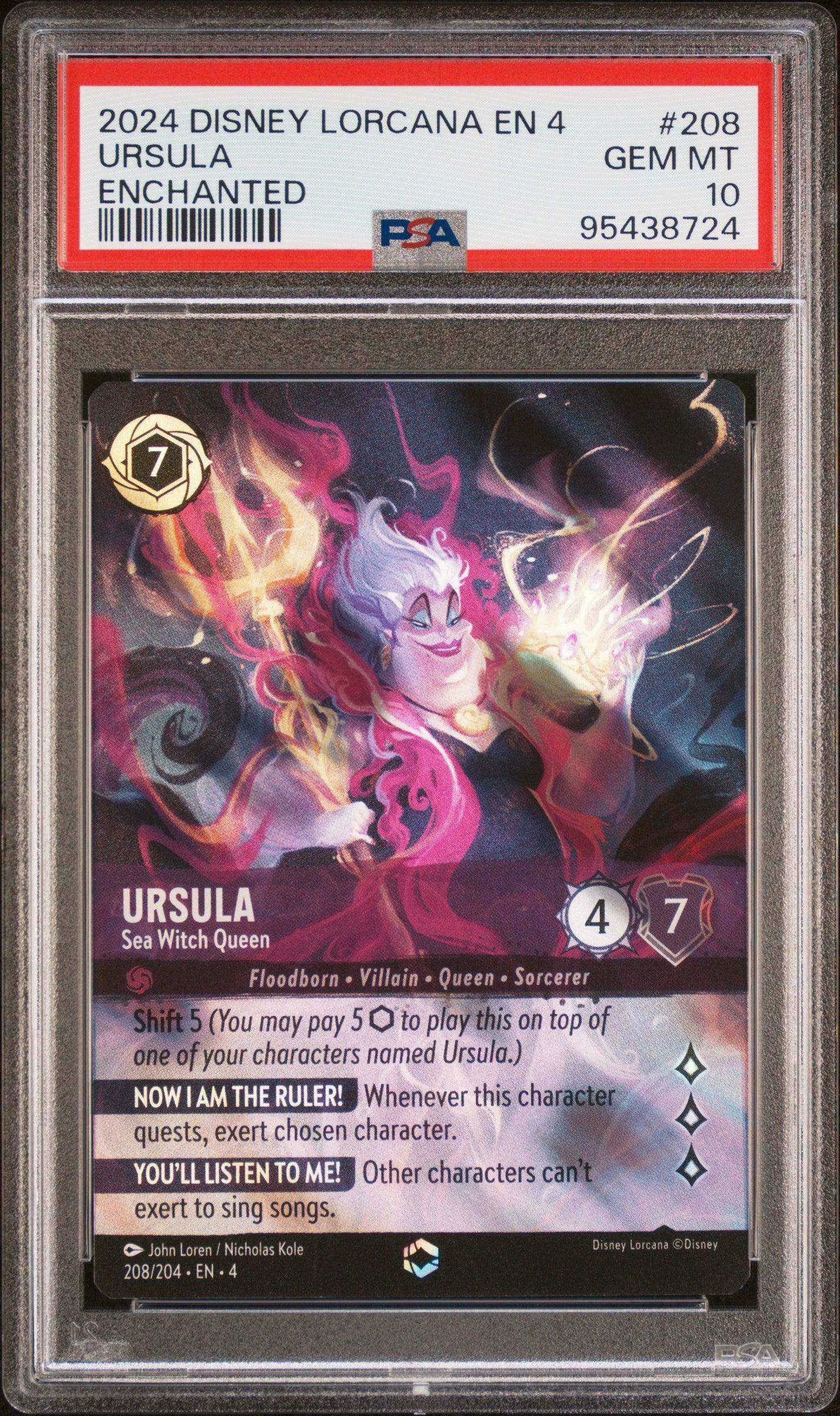 2024 Disney Lorcana EN 4-Ursula's Return Ursula #208 Enchanted PSA 10