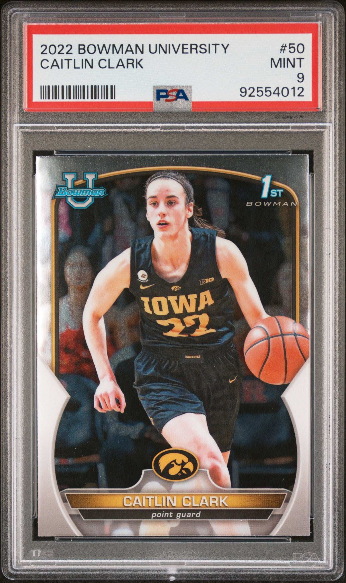 2022 Bowman Chrome University Caitlin Clark #50 PSA 9