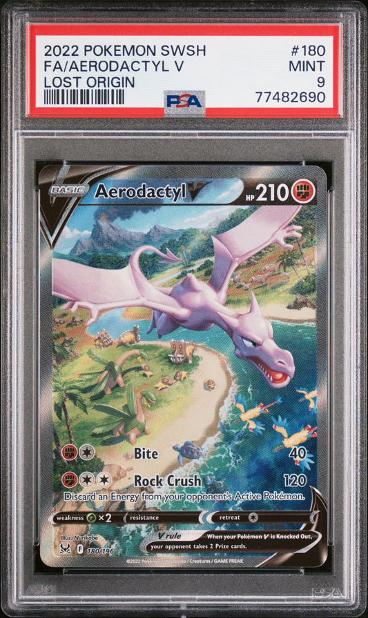 PokéMon TCG Aerodactyl V Fa #180 Lost Origin PSA 9