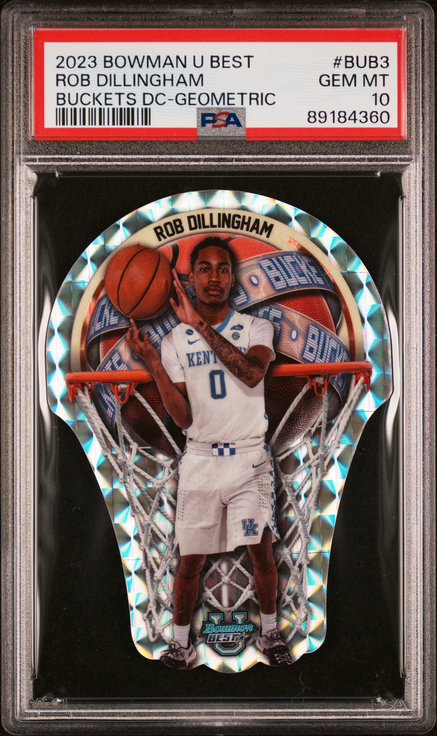 2023 Bowman University Best Bowman U Buckets Die-Cuts Rob Dillingham #BUB3 DC Geometric Ref PSA 10