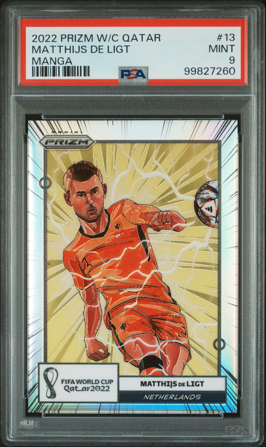 2022 Panini Prizm World Cup Qatar Manga Matthijs De Ligt #13 PSA 9