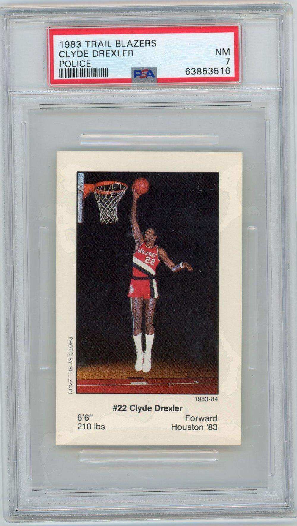 1983 Trail Blazers Police Clyde Drexler Psa 7