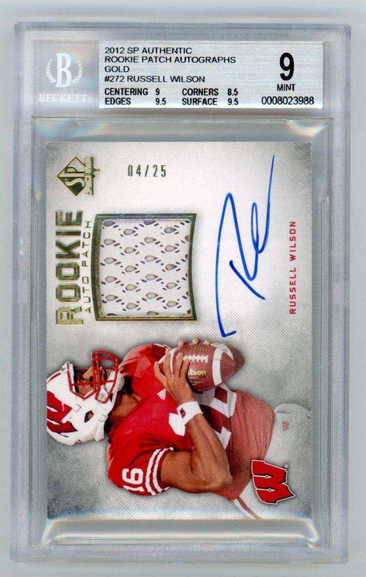 2012 SP Authentic Rookie Patch Autographs Gold Russell Wilson #272 BGS 9