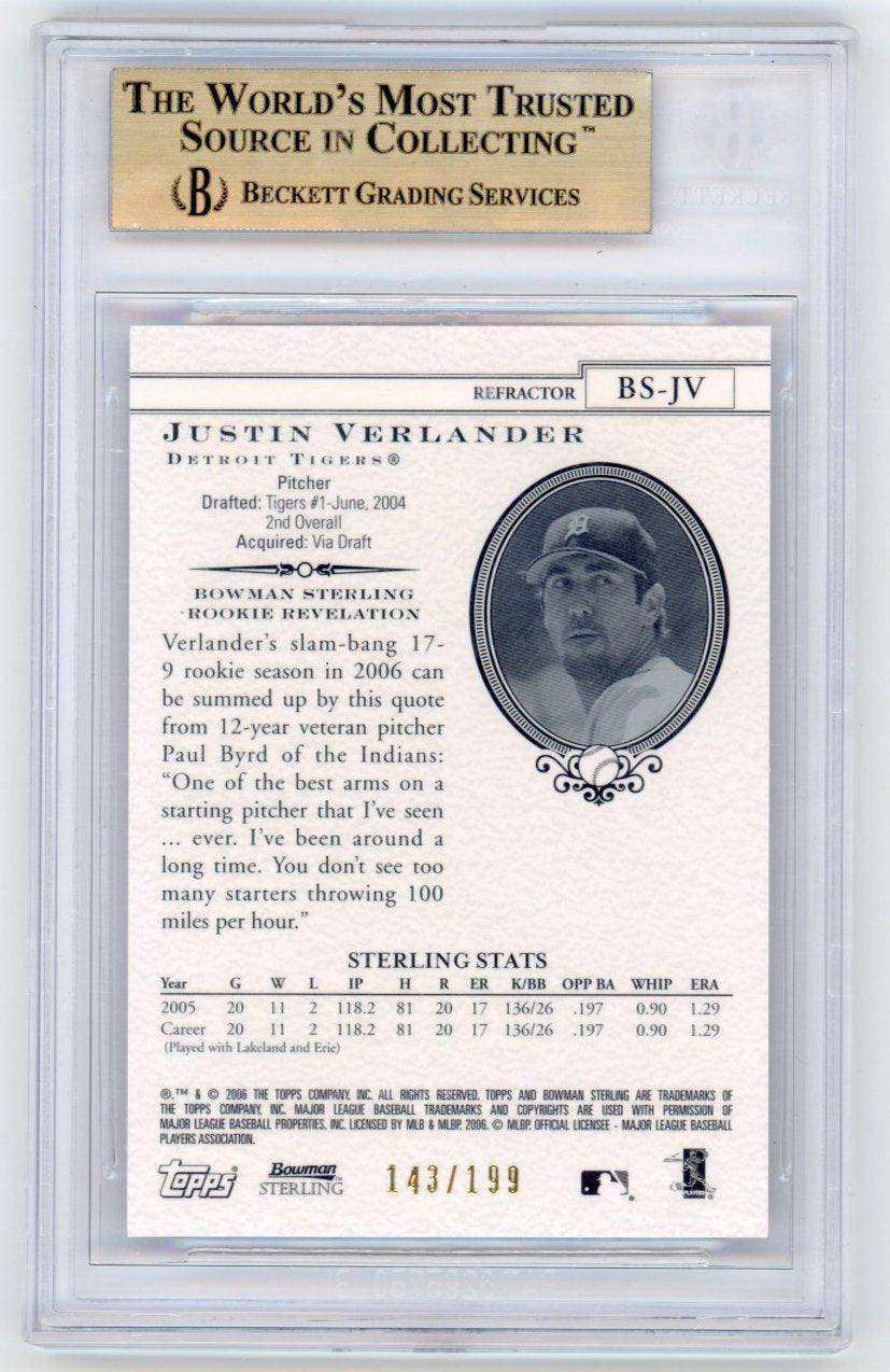 2006 Bowman Sterling Refractors Justin Verlander #JV BGS 9.5