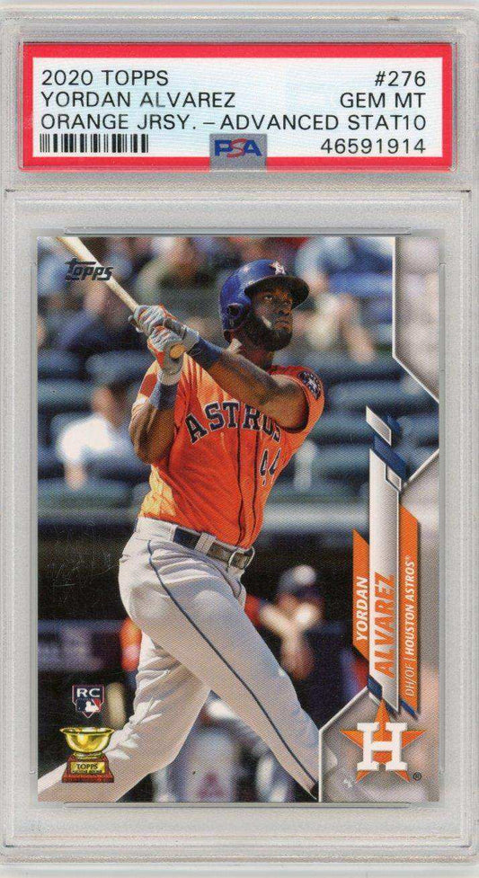 2020 Topps Yordan Alvarez Orange Jersey Advanced Stat #276 /300 Psa 10